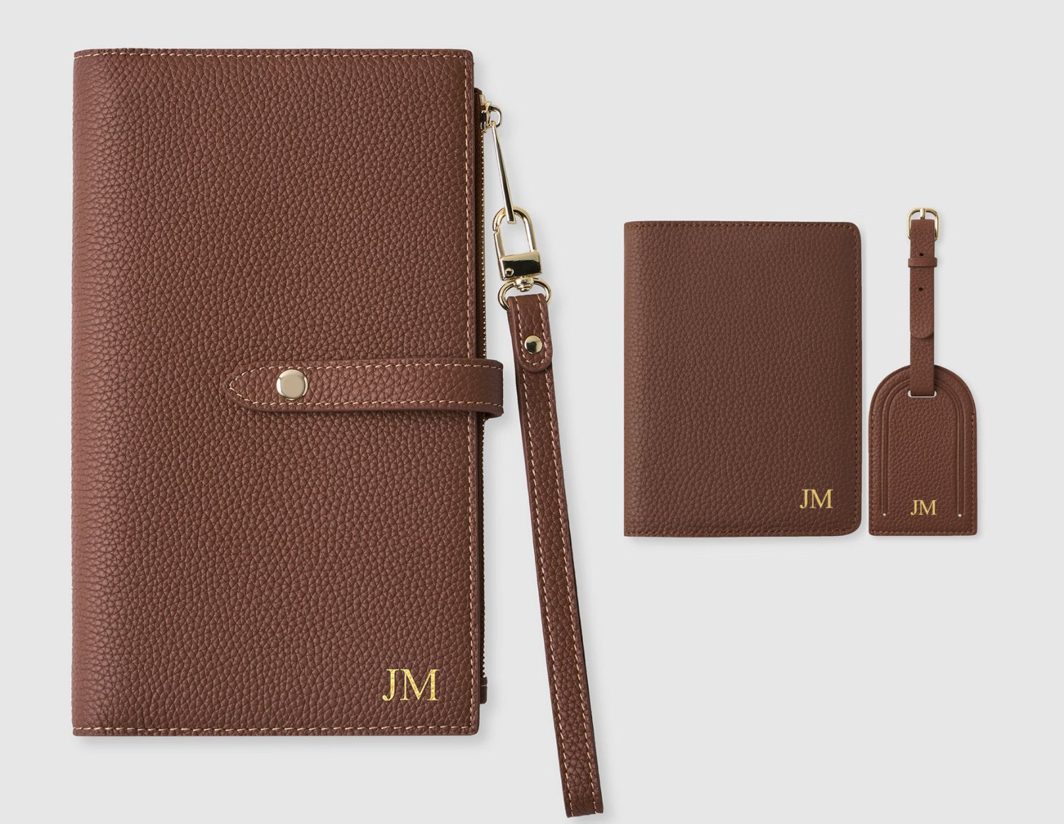 Brown personalised passport holder by Mont Laurent for secure travel in Australia