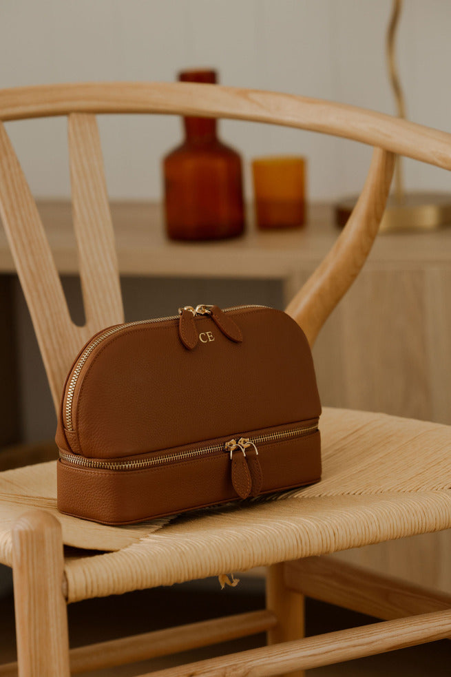 Mont Laurent Personalised Travel Jewellery Case Brown Leather