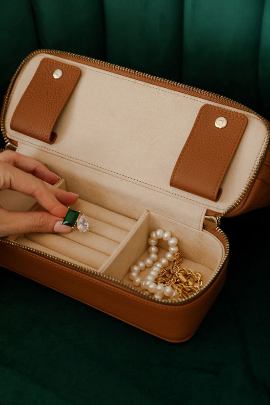 Mont Laurent Personalised Travel Case Leather Brown Jewellery