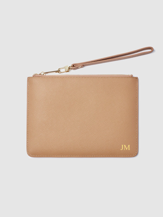 Beige leather purse online