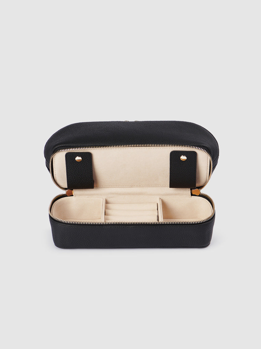 Mont Laurent Personalised Leather Beauty Jewellery Case Black Travel