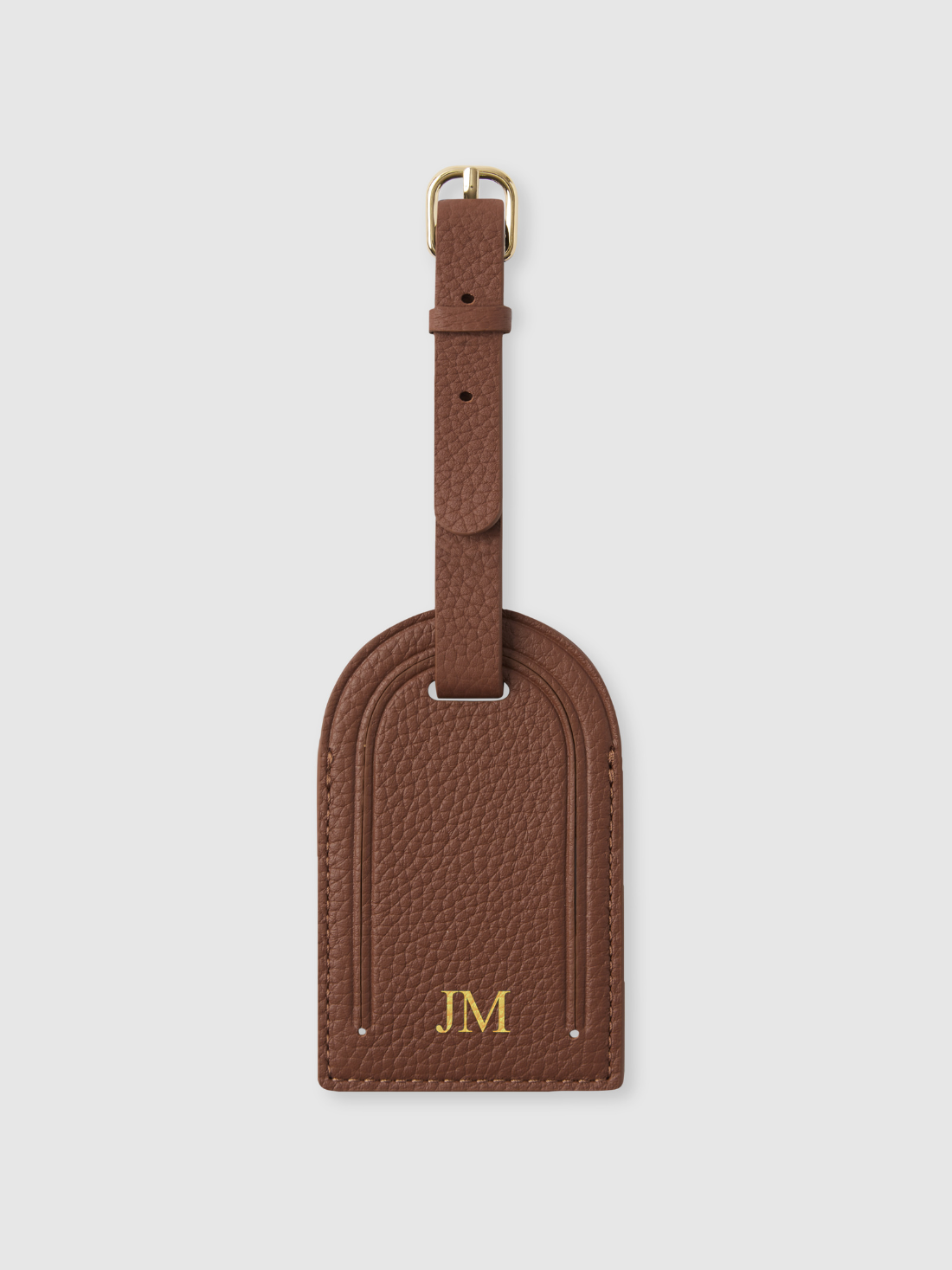Brown personalised luggage tag leather travel