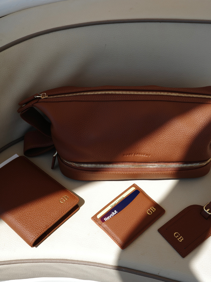 Boston Men's Leather Toiletry Washbag