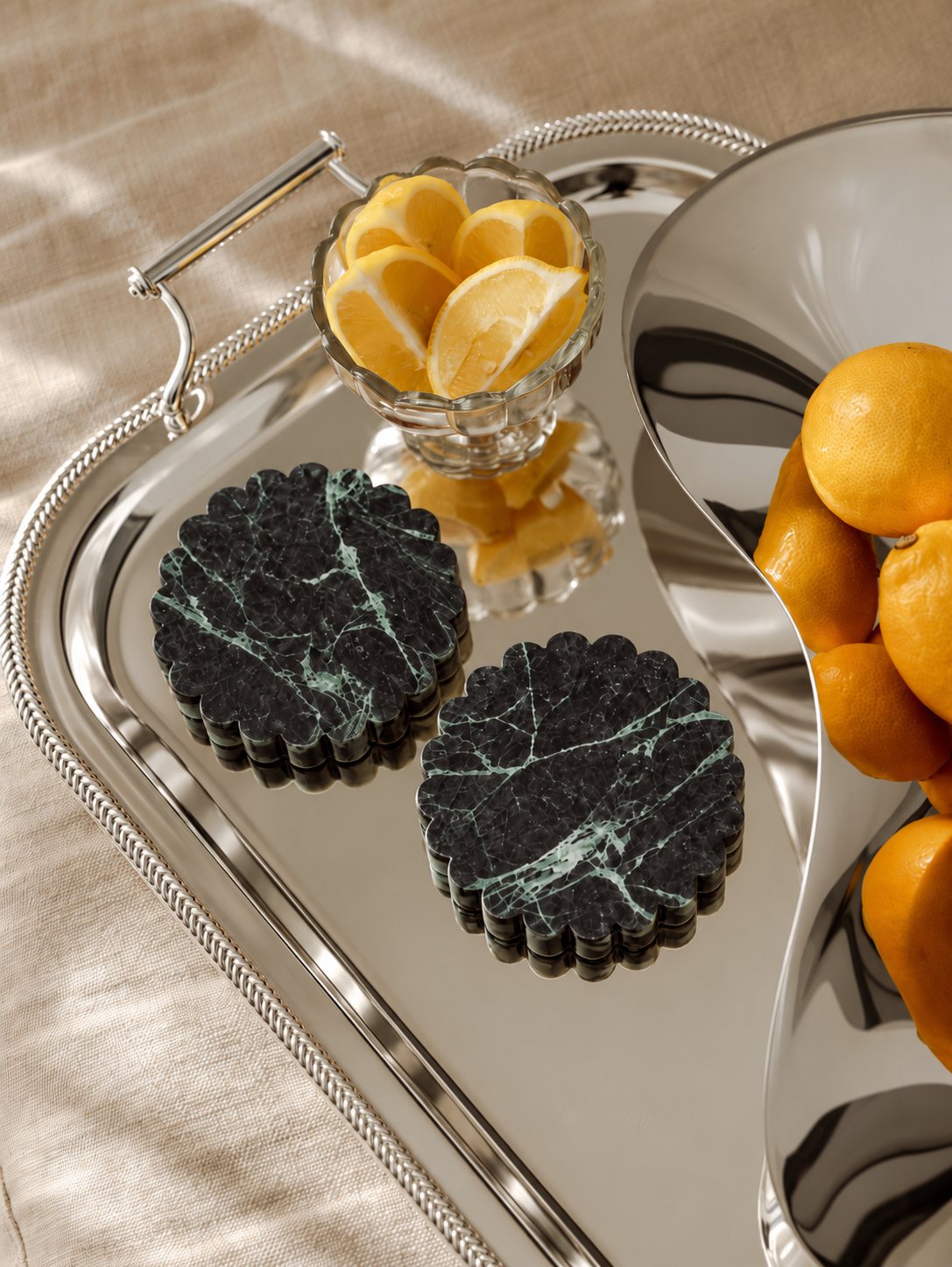 Marble italian verde alpi green luxury drink coaster