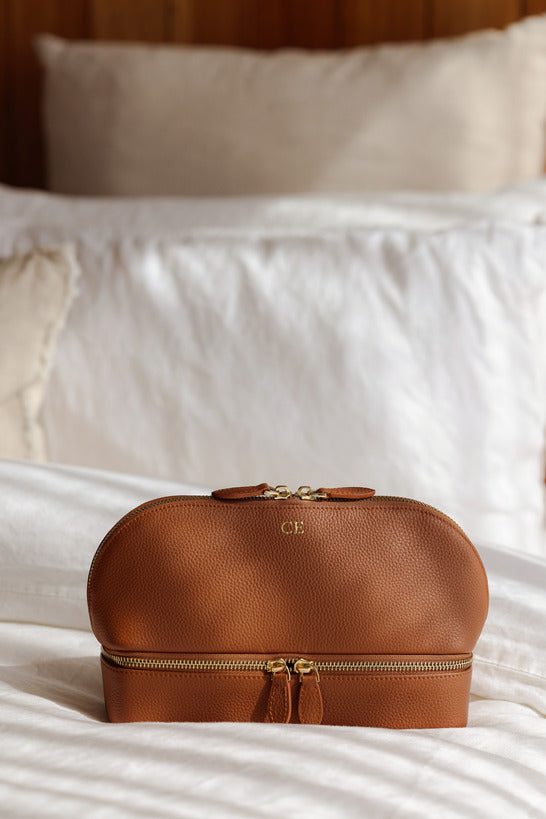 Mont Laurent personalised leather jewellery case travel accessories brown