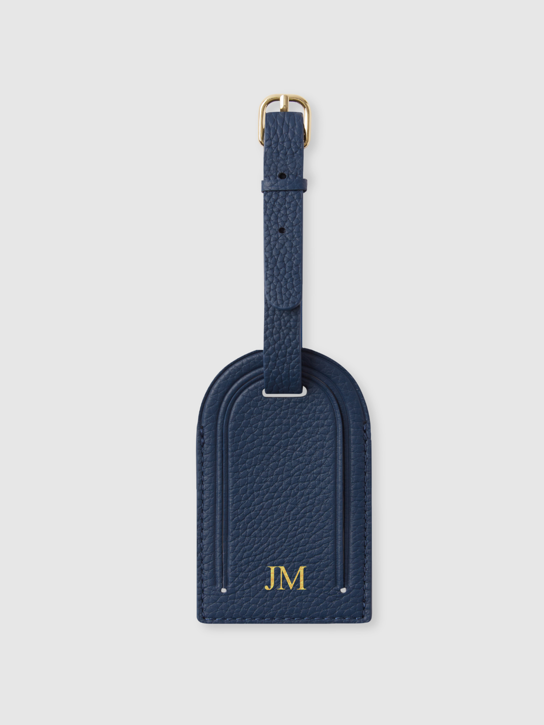 Navy personalised lugagge tag leather travel