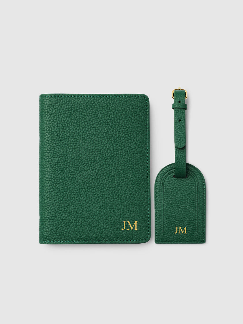 Personalised Green Leather Passport Holder Travel Accessories