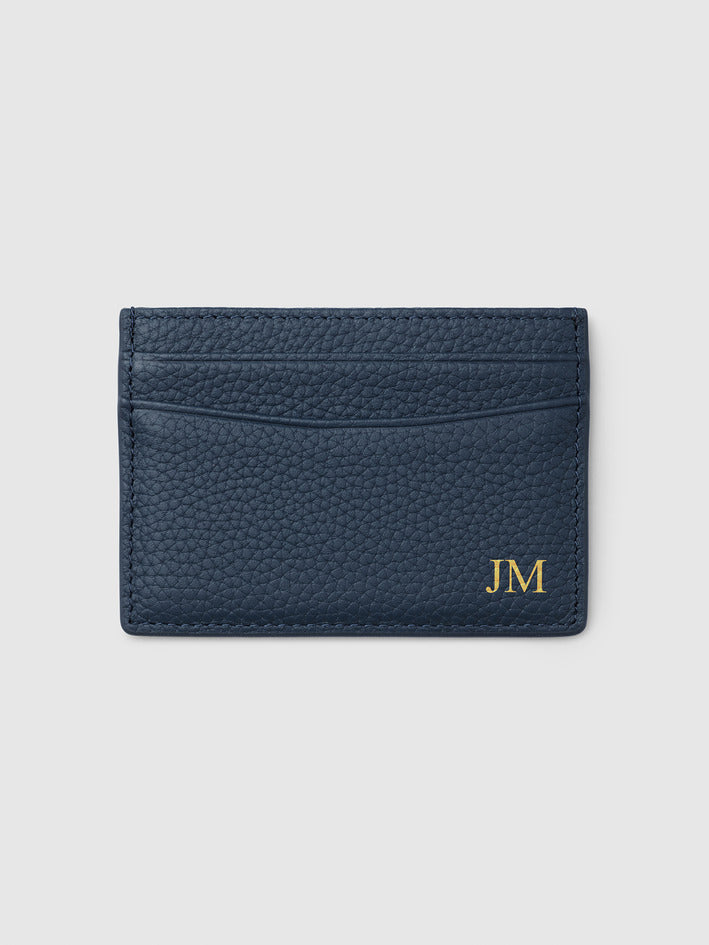 Personalised Leather Mens Travel Wallet Card Navy Blue