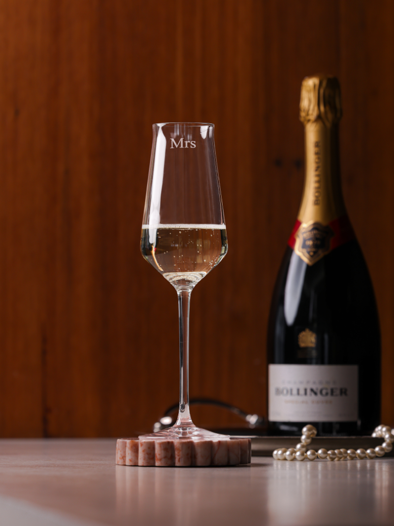 Personalised engraved custom champagne glass wedding gifts