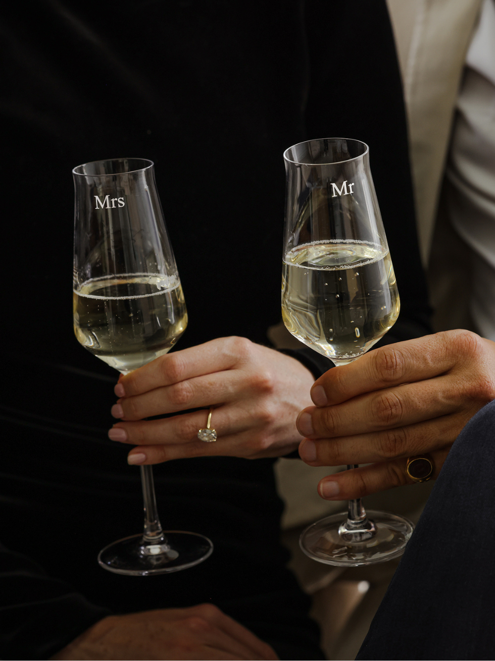 Personalised engraved custom champagne glassware