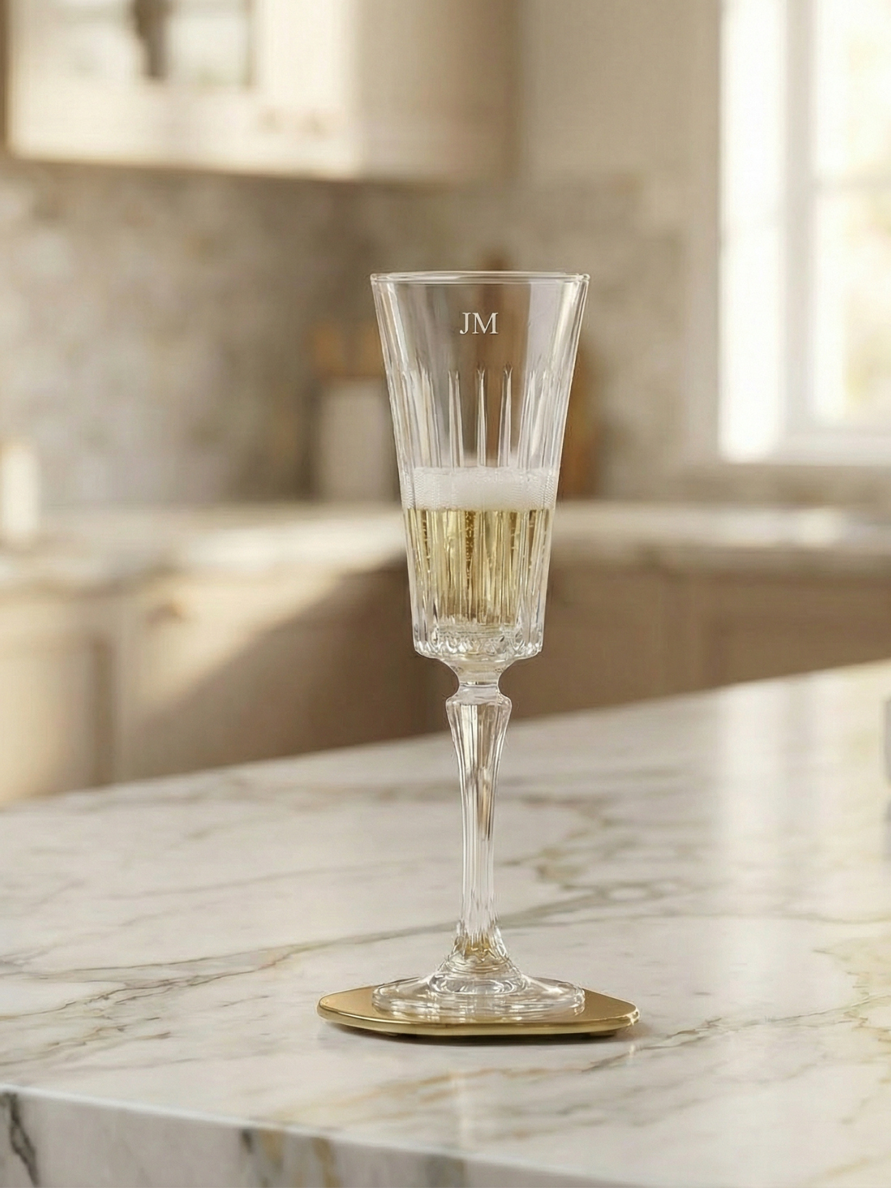 Personalised engraved french crystal champagne custom glass