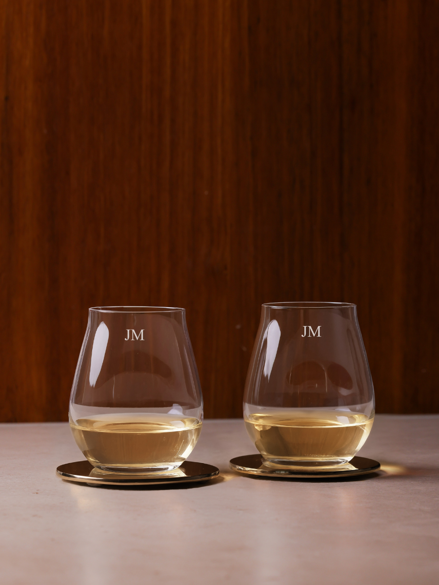 Personalised engraved stemless glasses custom