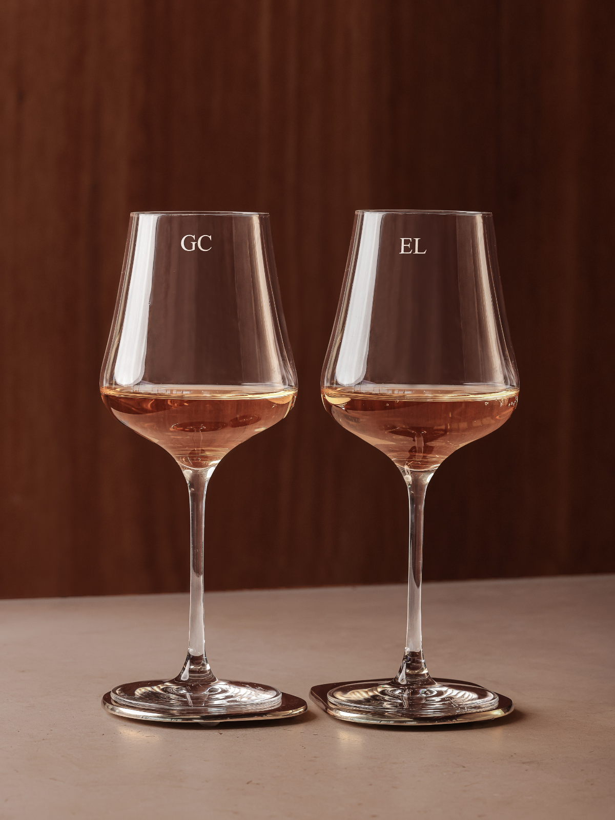 Personalised engraved wine glass custom monogram