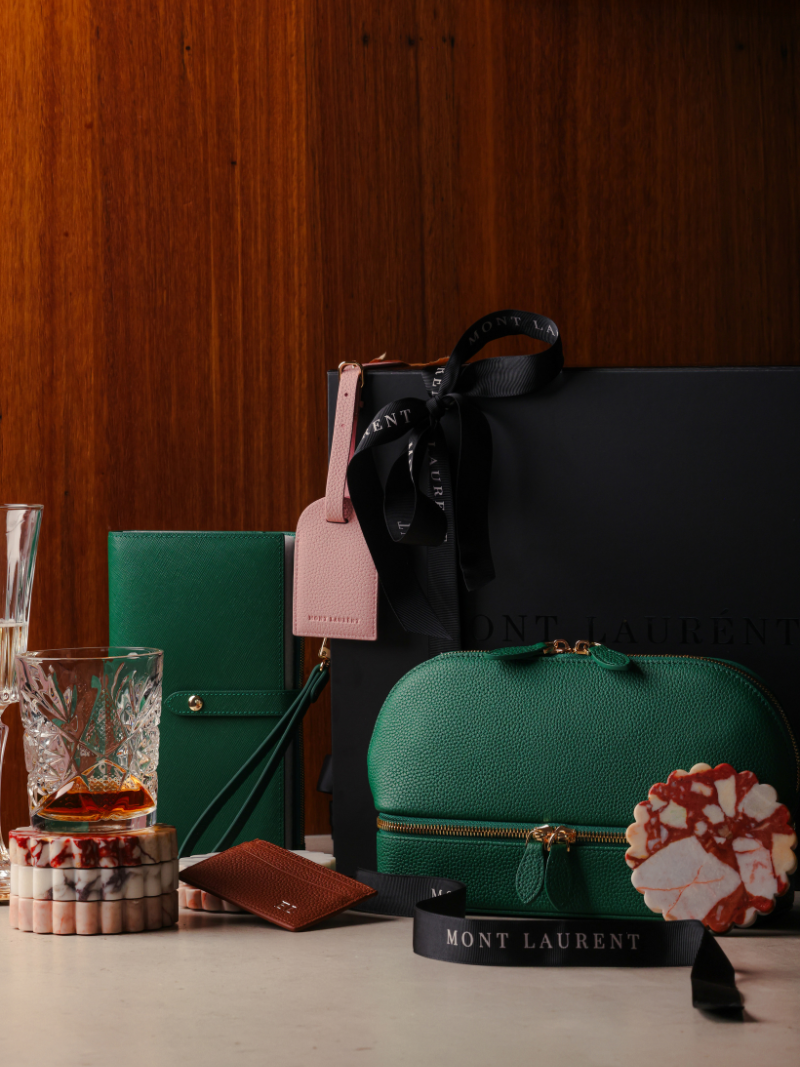 Personalised leather green jewellery case