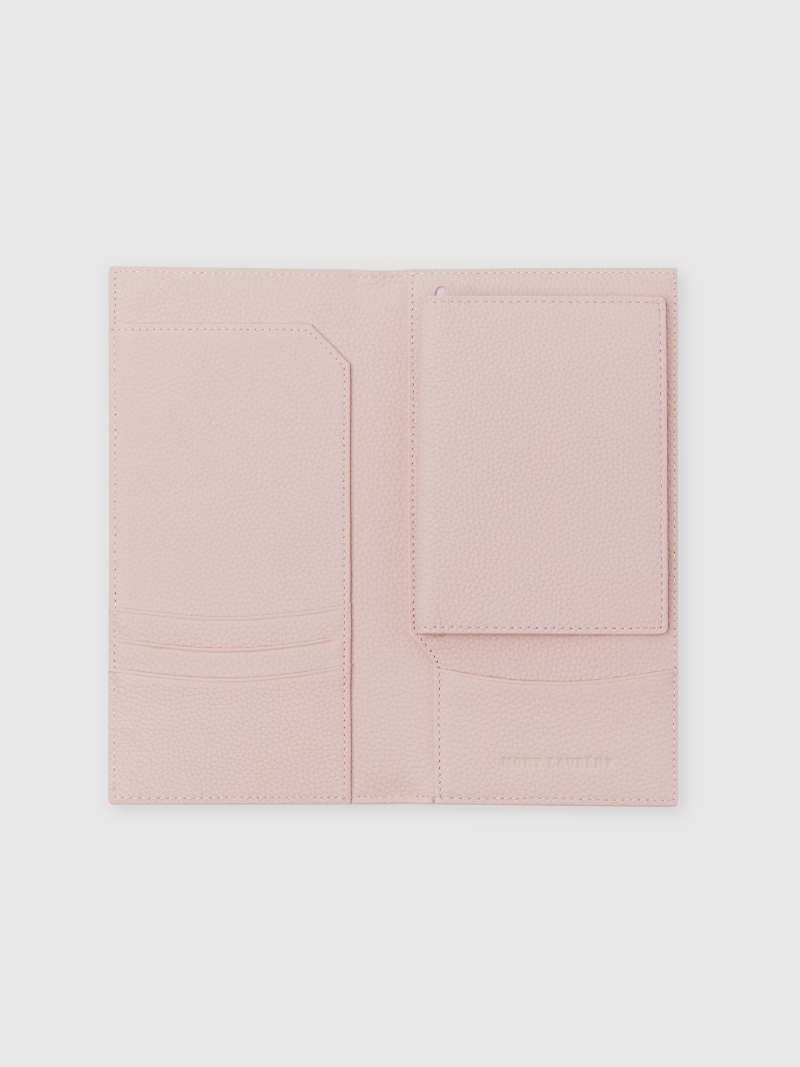 Personalised leather travel wallet pink