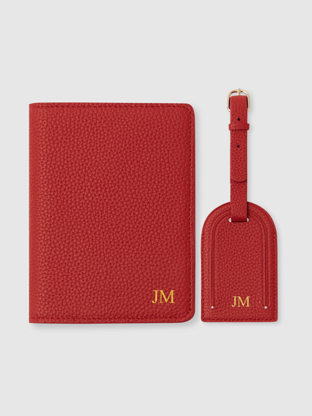 Personalised passport holder travel leather red