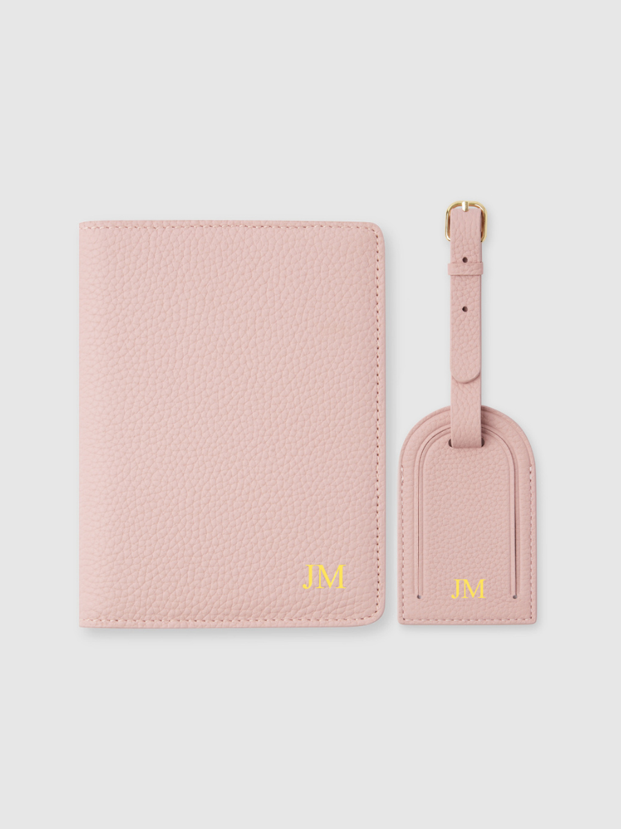 Personalised passport leather pink travel