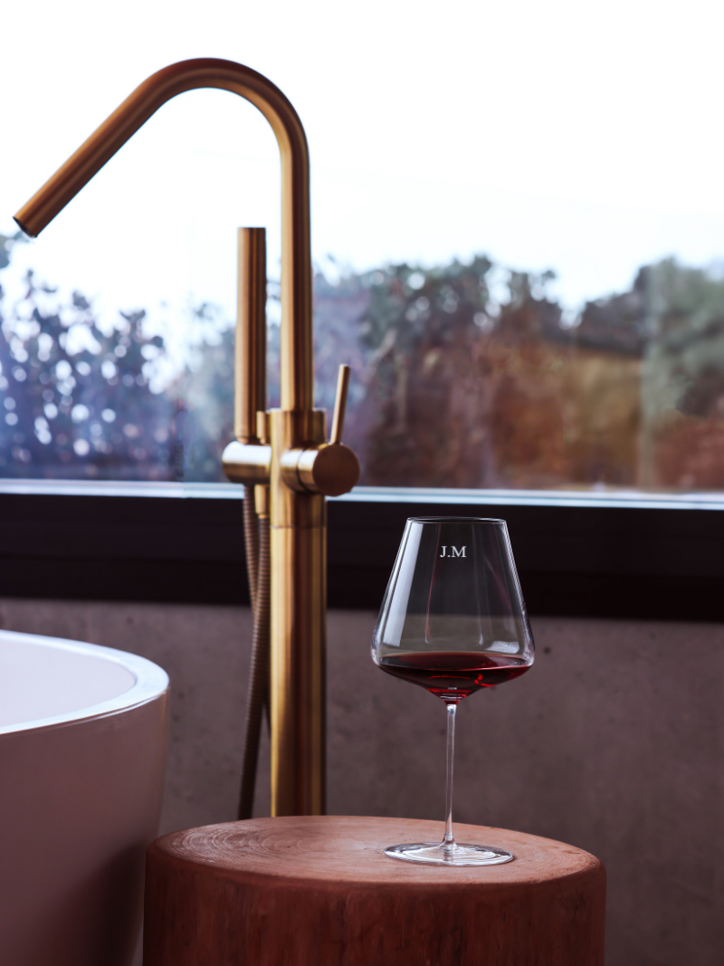 Personalsed engraved custom glass wine monogram large