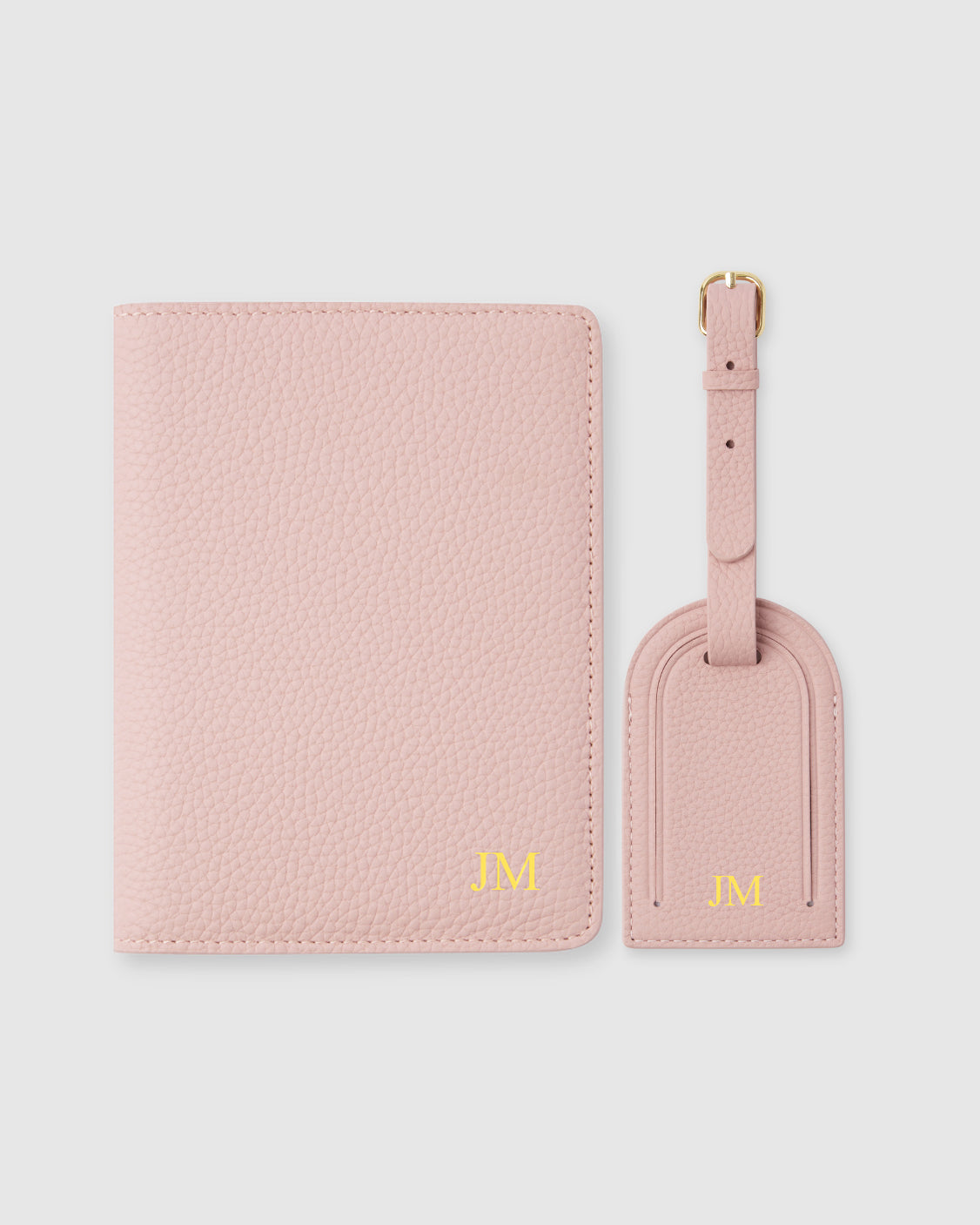 Personalised passport leather pink light luggage tag