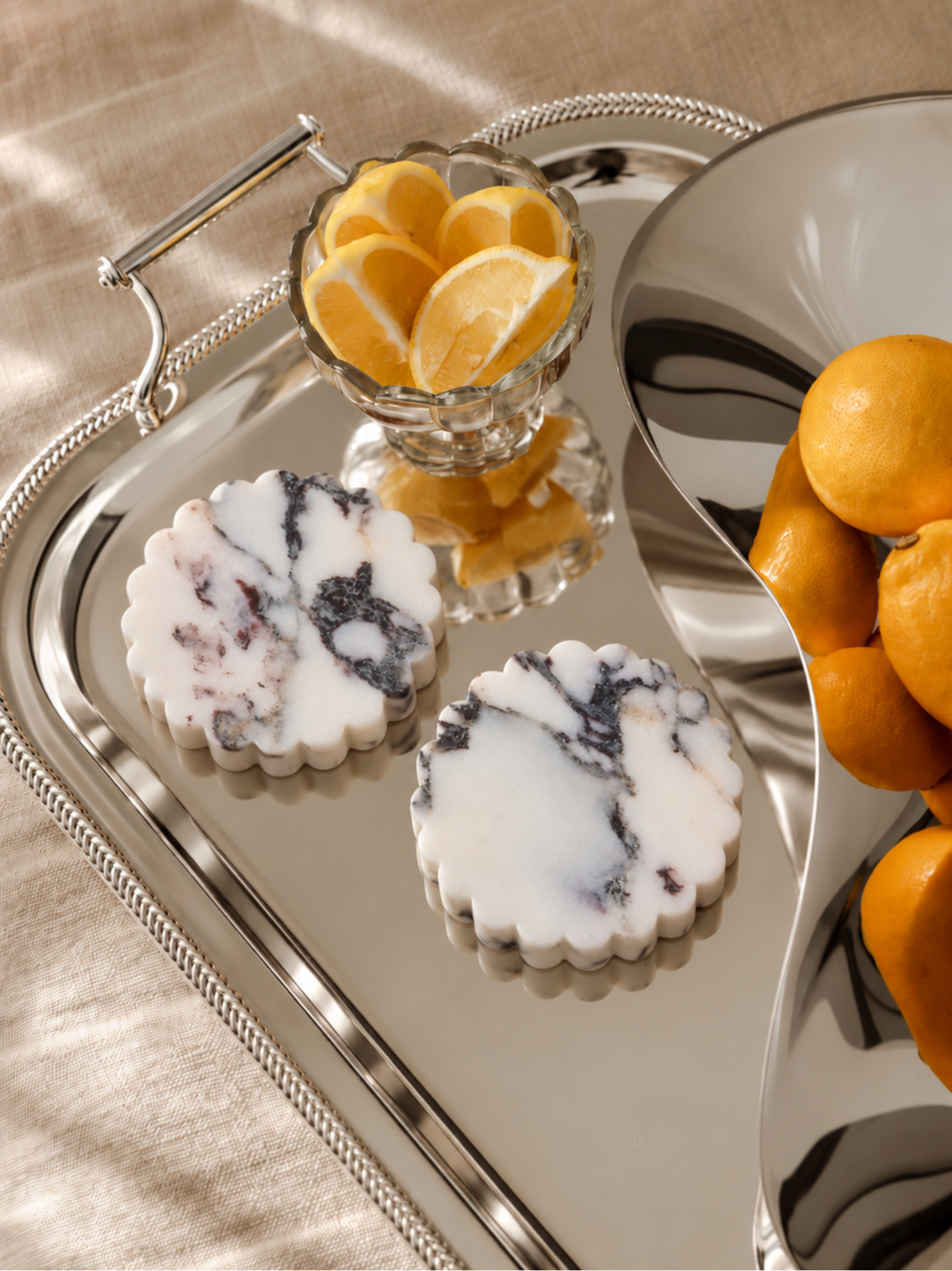 calacutta marble drink coaster luxury set