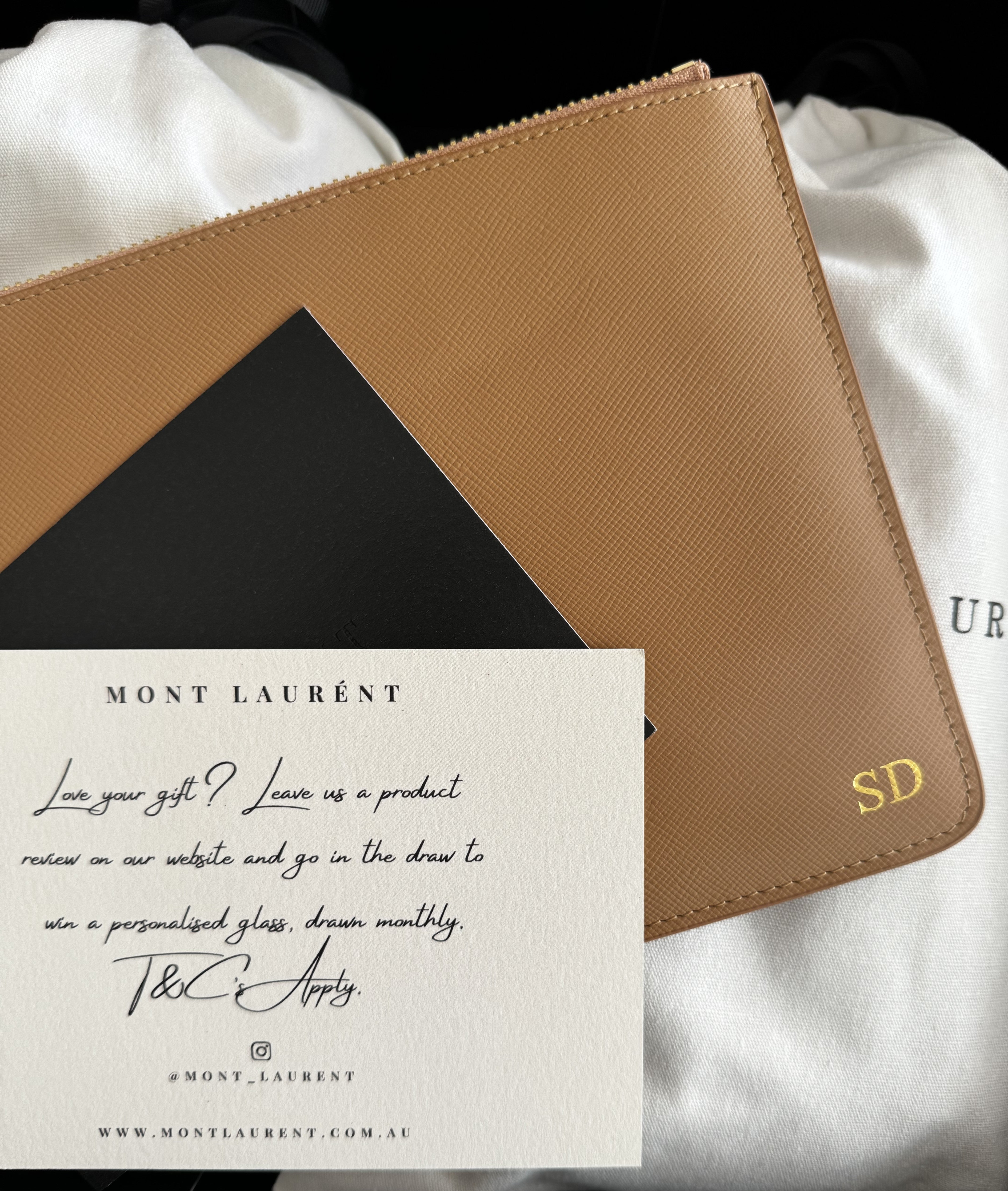 Mont Laurent Personalised Pouch Clutch Beige Bag Purse