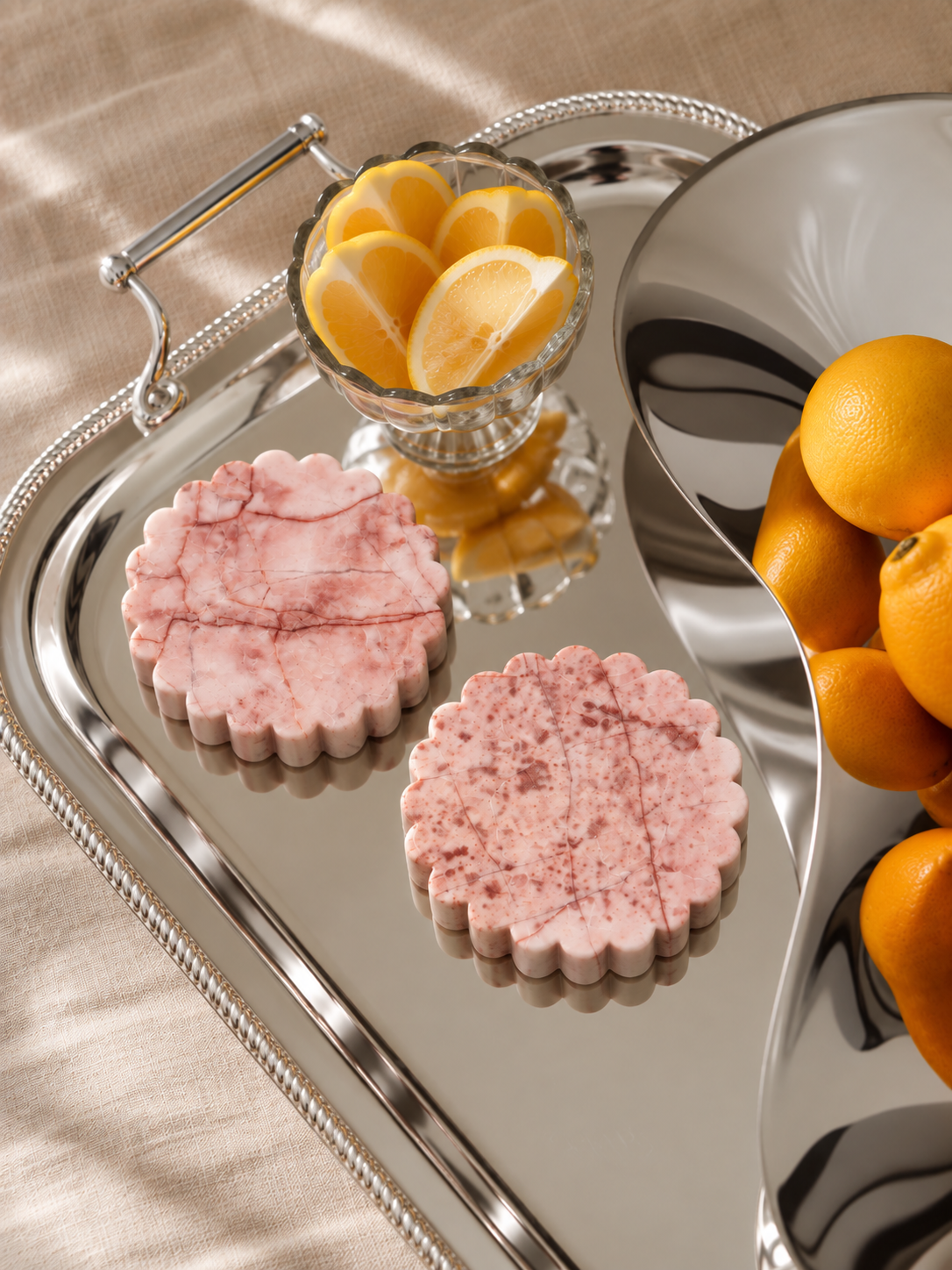 pink rose italian marble drink coaster luxury