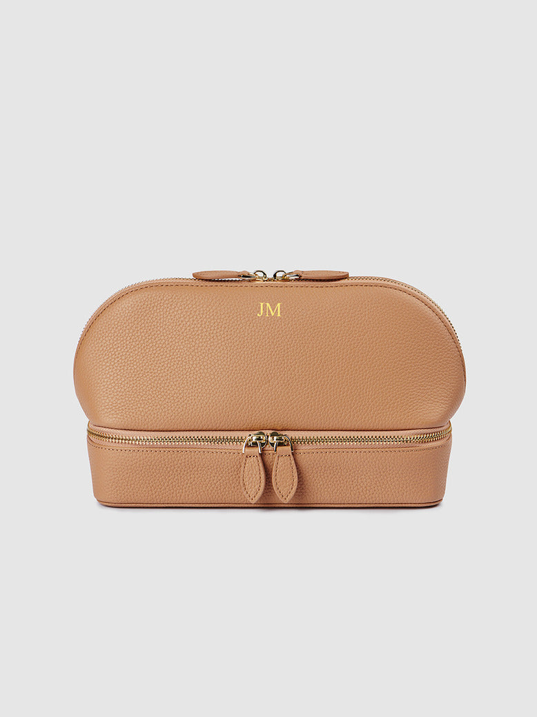 Mont Laurent Personalised Leather Travel Jewellery Case Beige