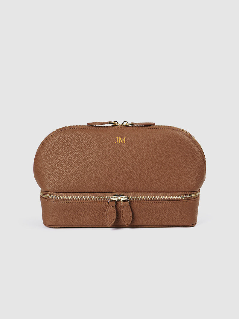 Mont Laurent Personalised Leather Travel Jewellery Case Brown