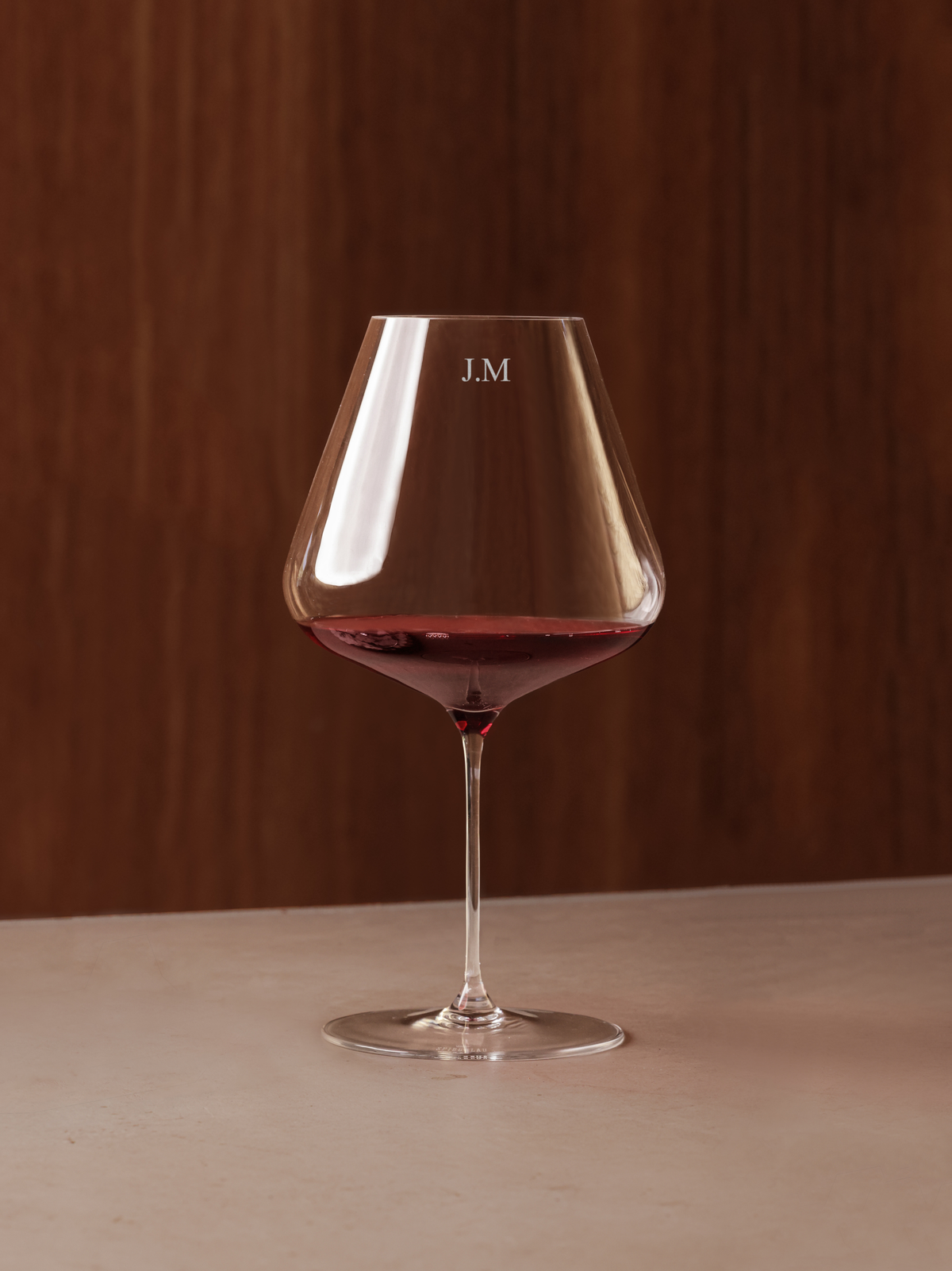 Bordeaux single glass wine personalised engraved custom
