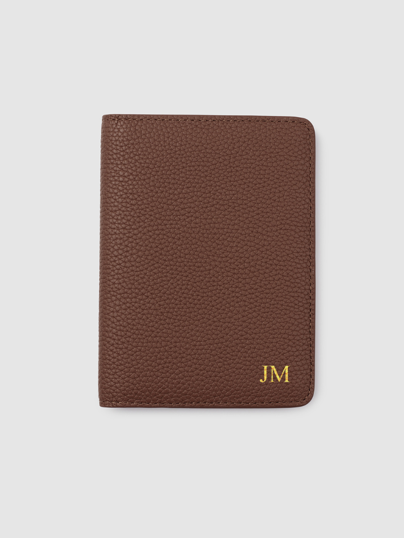 Brown personalised leather passport travel