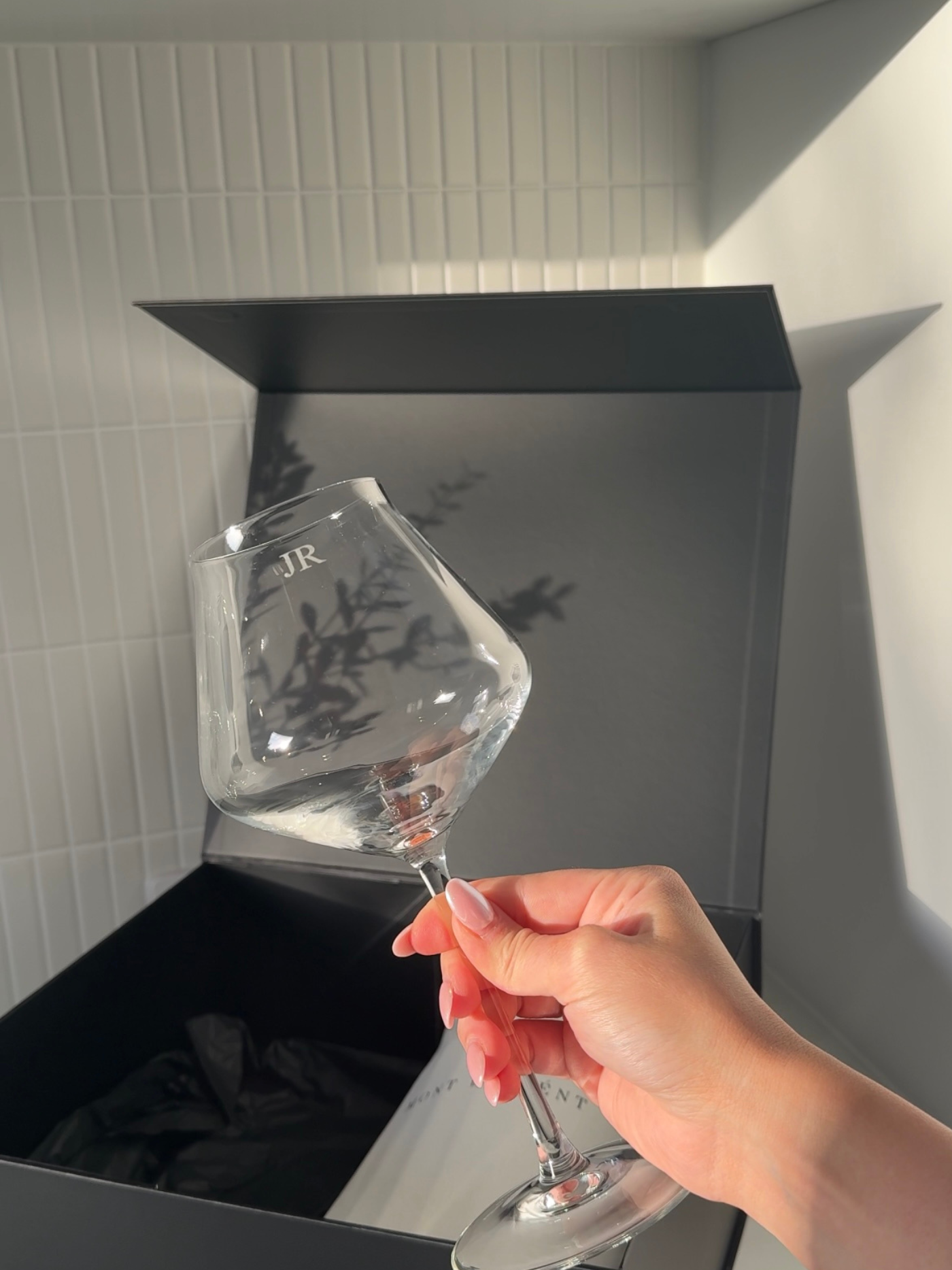 Crystal wine glass personalised custom engraved