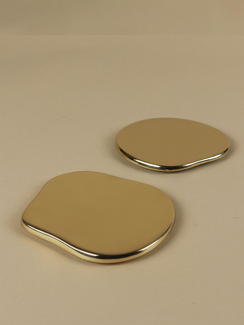 Gold Brass Drink Coaster Set Luxury Designer