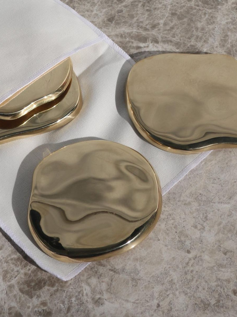 Gold Brass Luxury Drink Coaster Gift Set