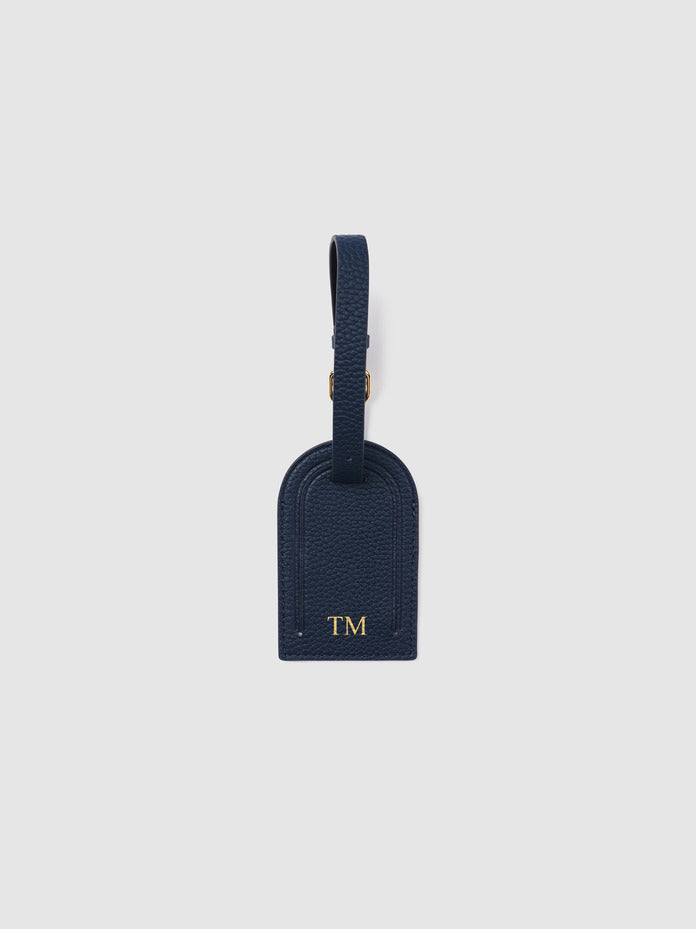 Mont Laurent Personalised Leather Monogram Navy Blue Luggage Tag