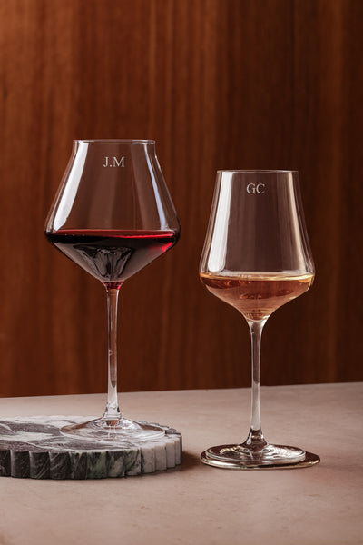 Mix and match personalised engraved custom glassware monogram