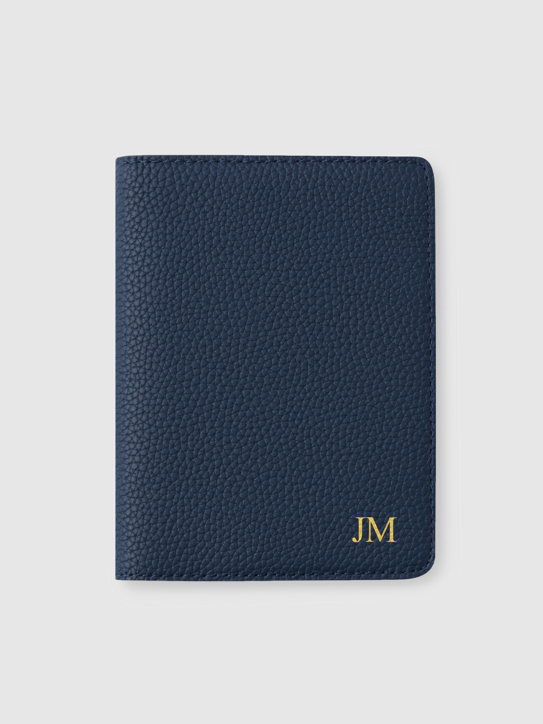 Navy personalised leather passport holder