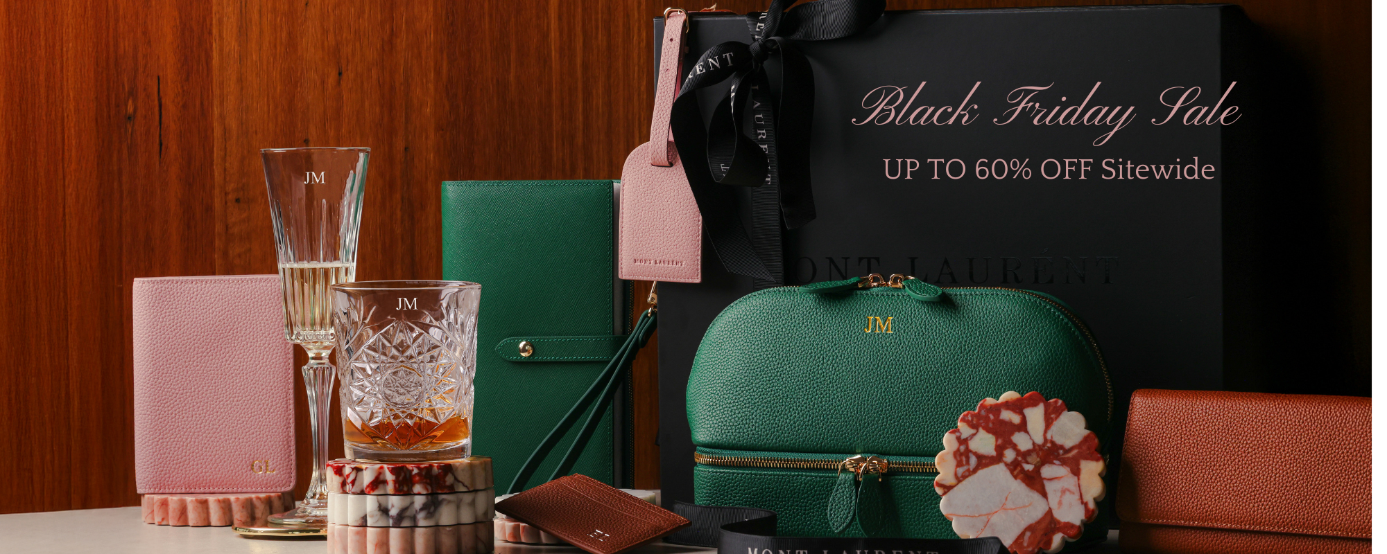 Personalisd engraved custom glassware leather travel accessories 