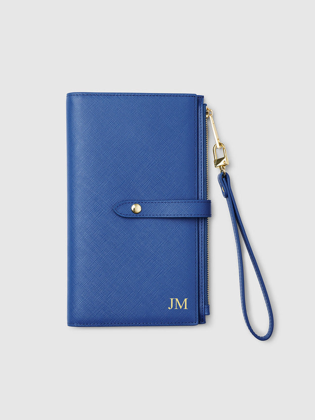 Personalised Monogram Travel Wallet Blue