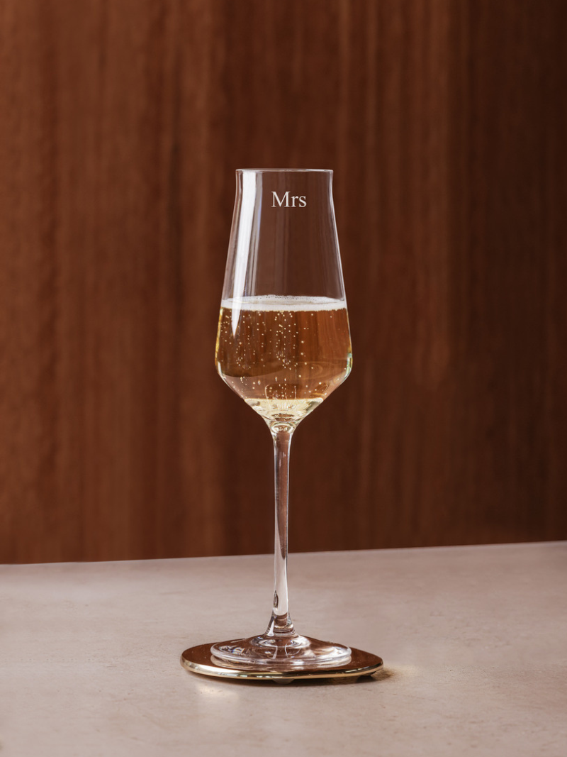 Personalised engraved champagne glass wedding gift