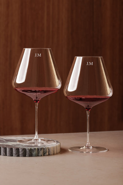 Personalised engraved custom wine glasses monogram