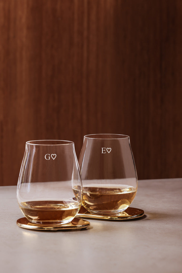 Personalised stemless glasses engraved wine