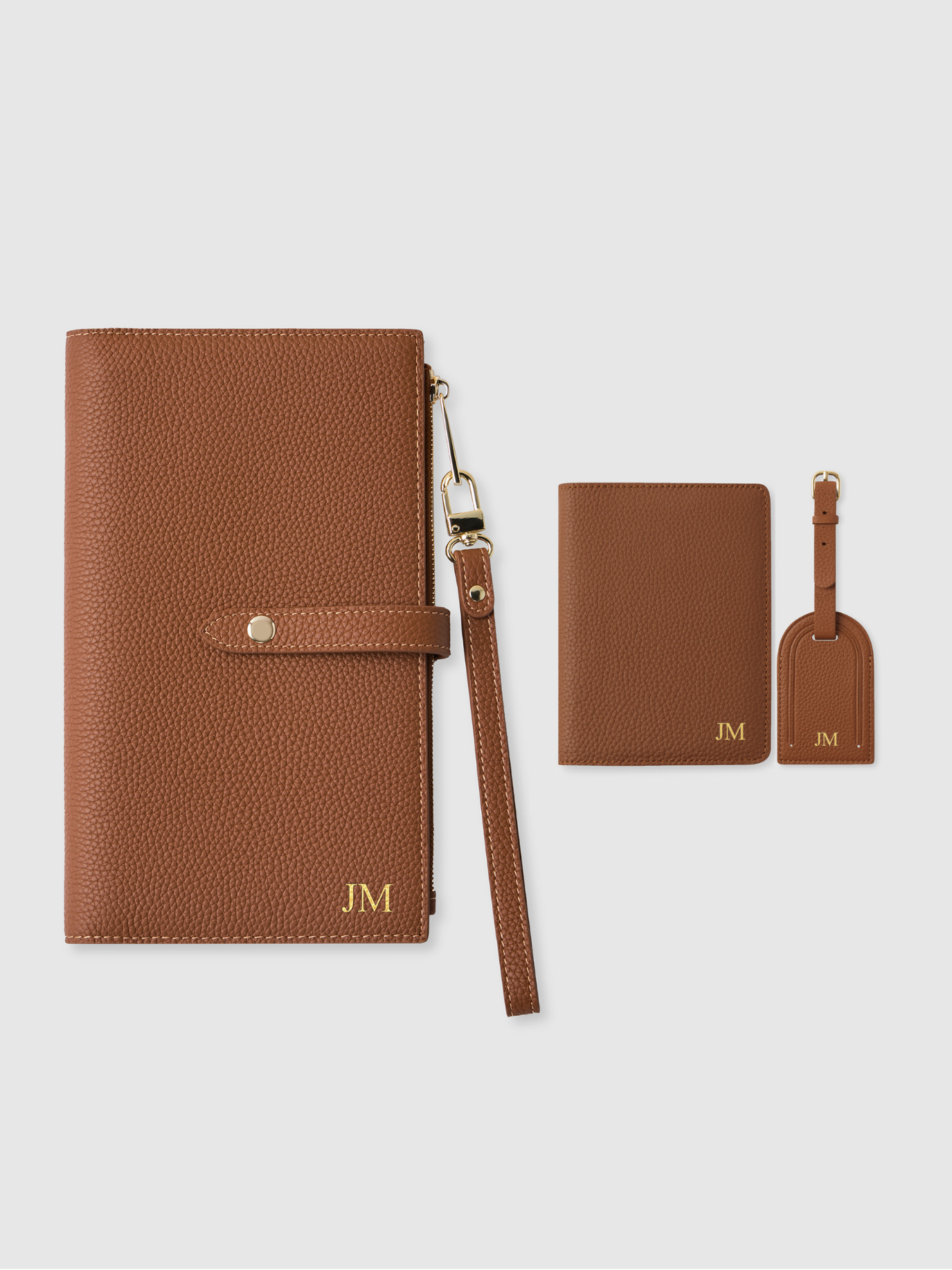 Personalised passport travel wallet luggage tag brown leather