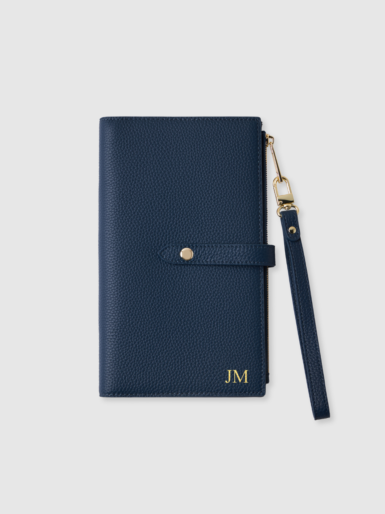 Personalised travel wallet leather navy passport holder