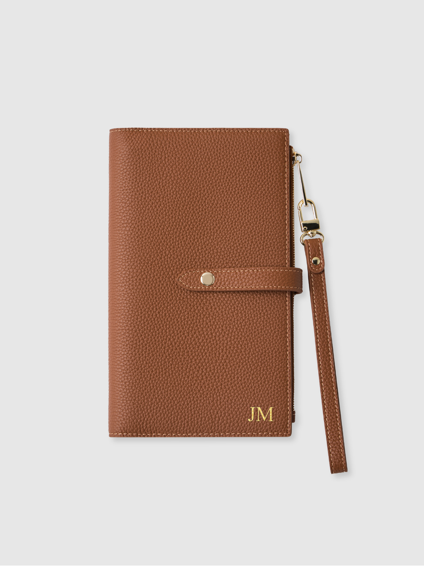 Personalised travel wallet passport leather brown