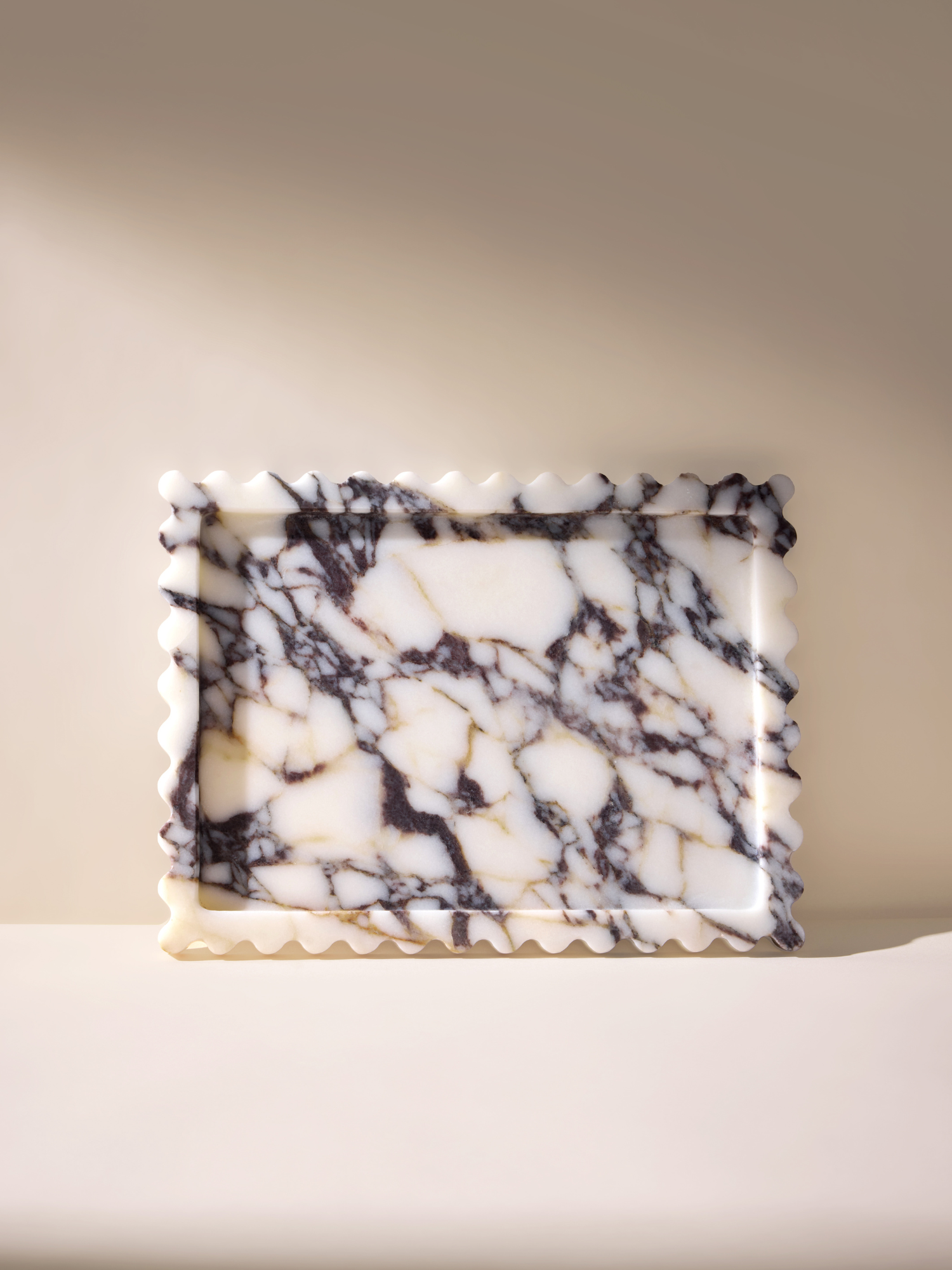 Scallop calacutta grey white marble tray luxury home decor