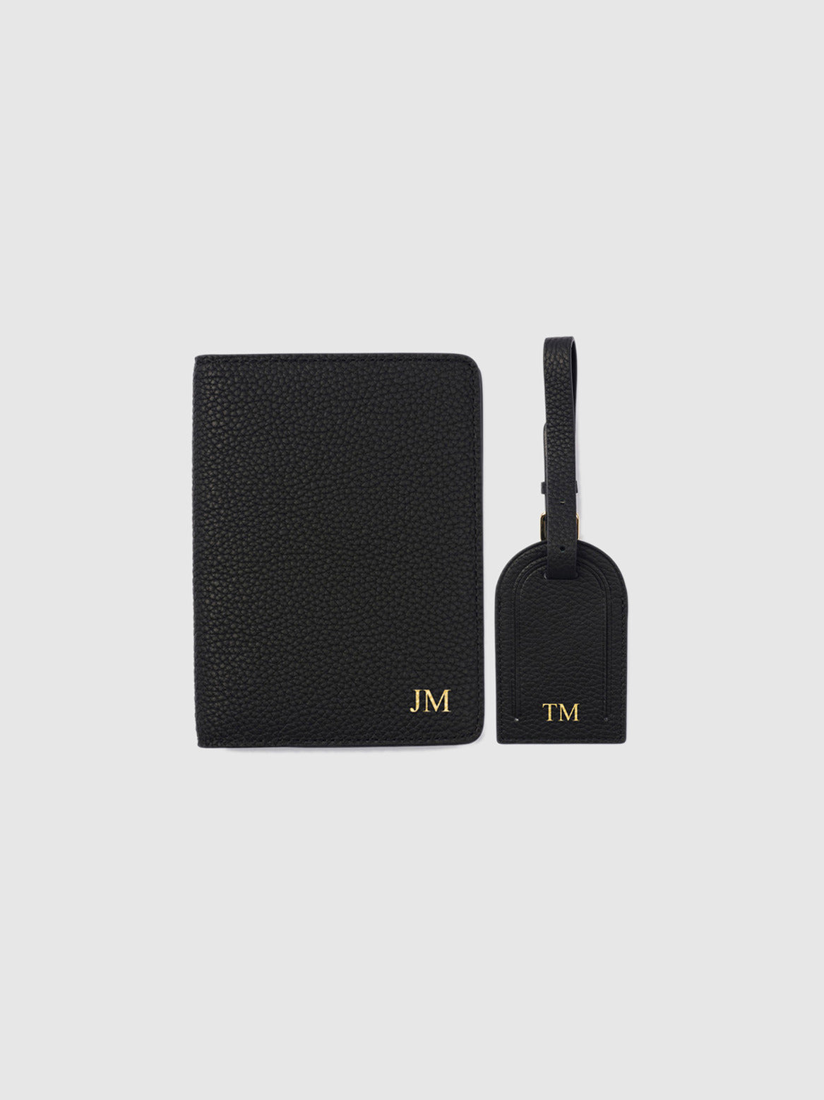 Mont Laurent Personalised Passport Holder Luggage Tag Leather Black Travel