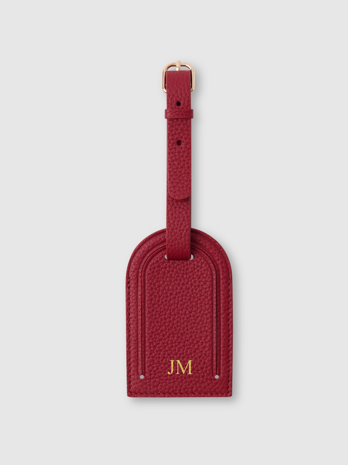 burgundy personalised leather luggage tag