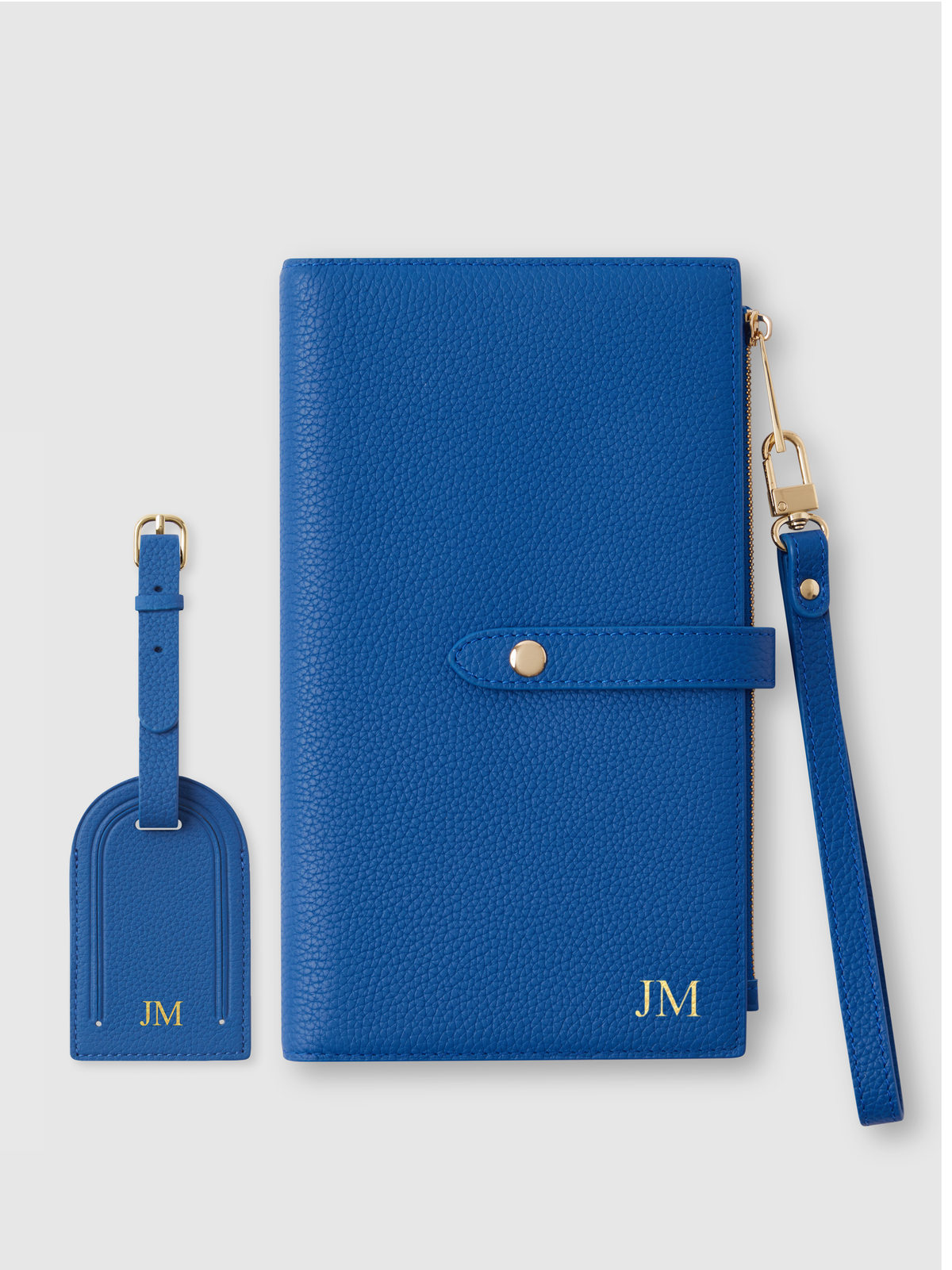 cobalt blue personalised travel wallet luggage tag