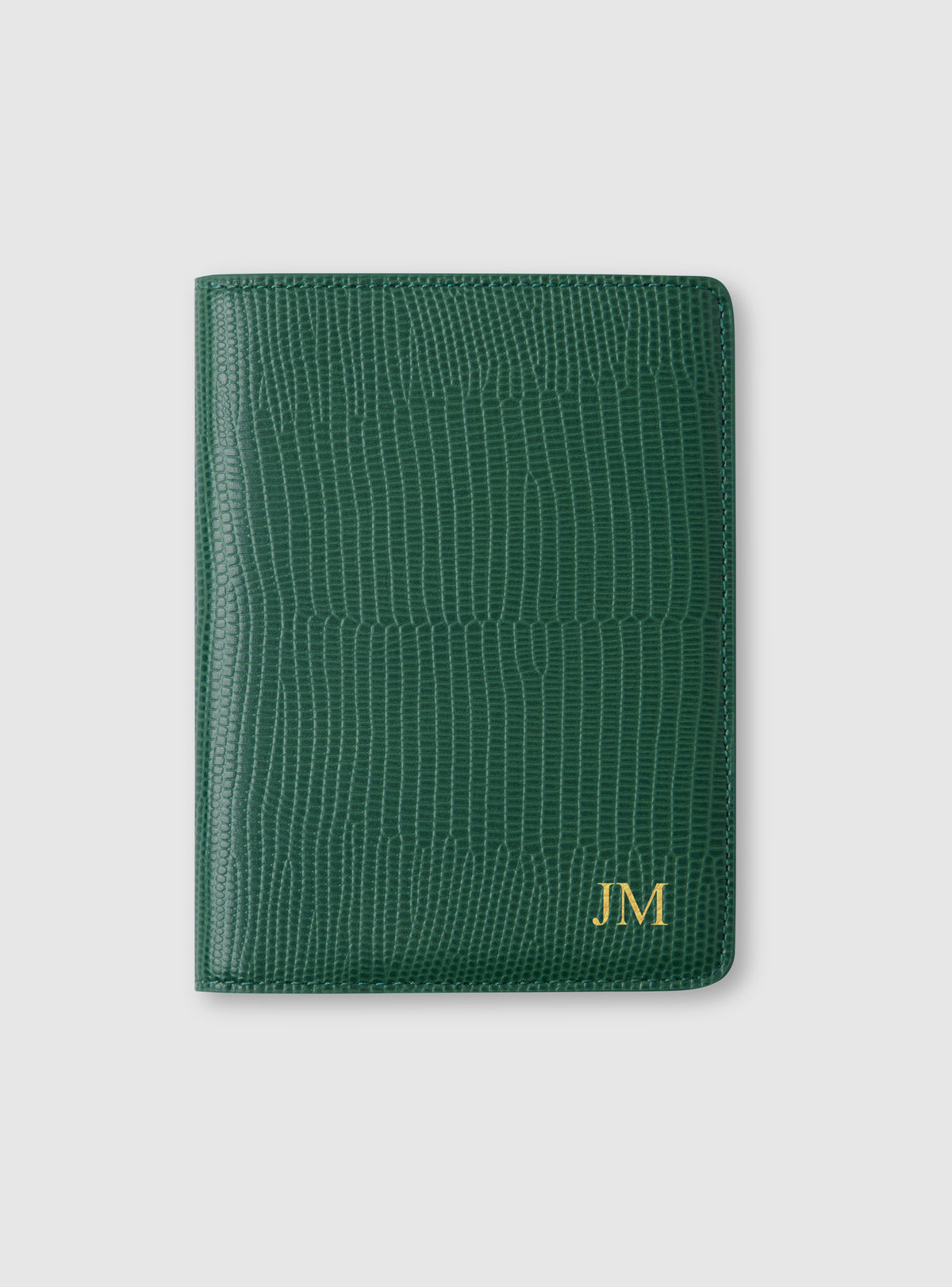 green personalised crocodile print leather passport holder