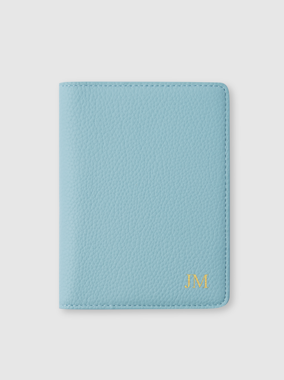 light baby blue personalised passport leather travel